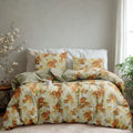 Snuggle Lifestyle Co. Microfiber Floral Printed Double Bedsheet with 2 Pillow Covers (Beige)