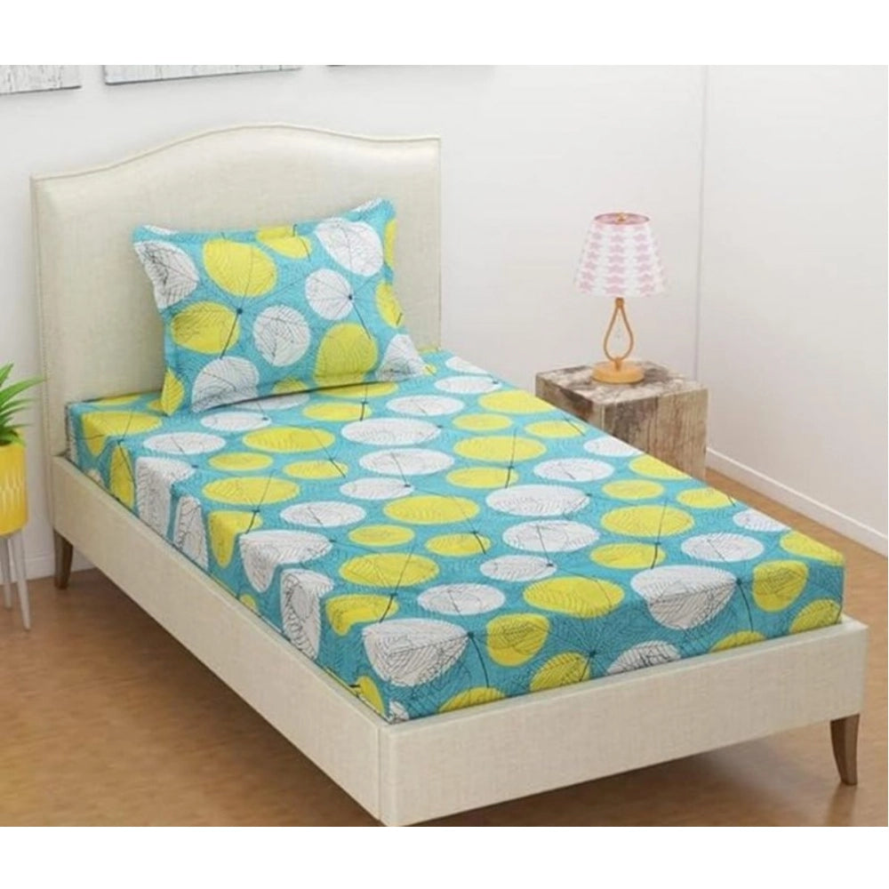 Snuggle Lifestyle Co. Microfiber Floral Printed Single Bedsheet with 1 Pillow Cover (Green)