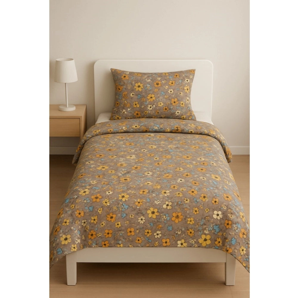 Snuggle Lifestyle Co. Microfiber Floral Printed Single Bedsheet with 1 Pillow Cover (Multicolor)