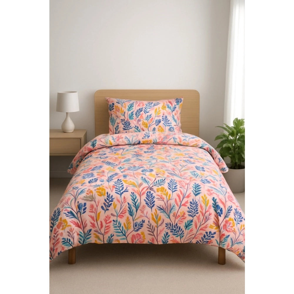 Snuggle Lifestyle Co. Microfiber Floral Printed Single Bedsheet with 1 Pillow Cover (Multicolor)