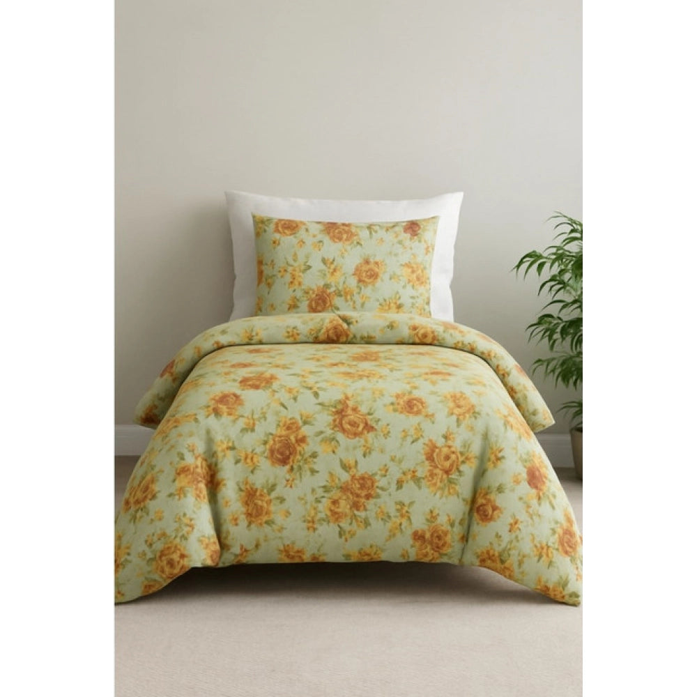 Snuggle Lifestyle Co. Microfiber Floral Printed Single Bedsheet with 1 Pillow Cover (Beige)