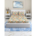 Snuggle Lifestyle Co. Cotton Blend Floral Printed Double Bedsheet with 2 Pillow Covers (Yellow)