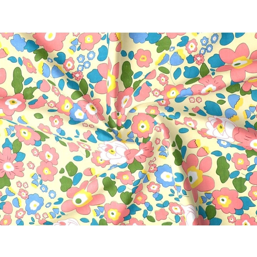Snuggle Lifestyle Co. Cotton Blend Floral Printed Single Bedsheet with 1 Pillow Cover (Yellow)