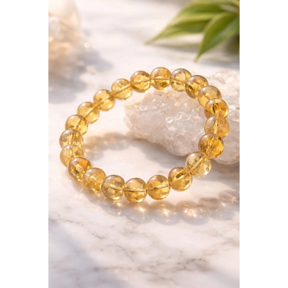 Snuggle Lifestyle Co. Natural Crystal 8mm Citrine Bracelet (Yellow)