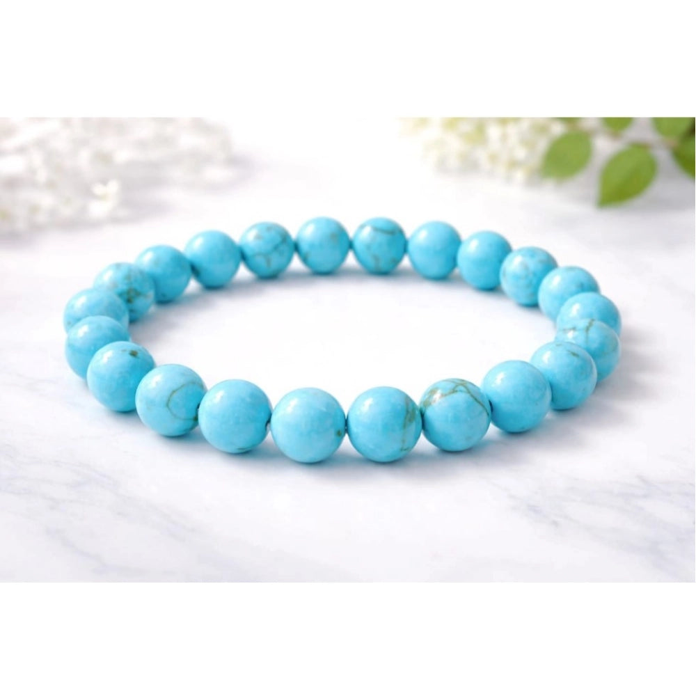 Snuggle Lifestyle Co. Natural Crystal 8mm Turquoise Bracelet (Sky Blue)