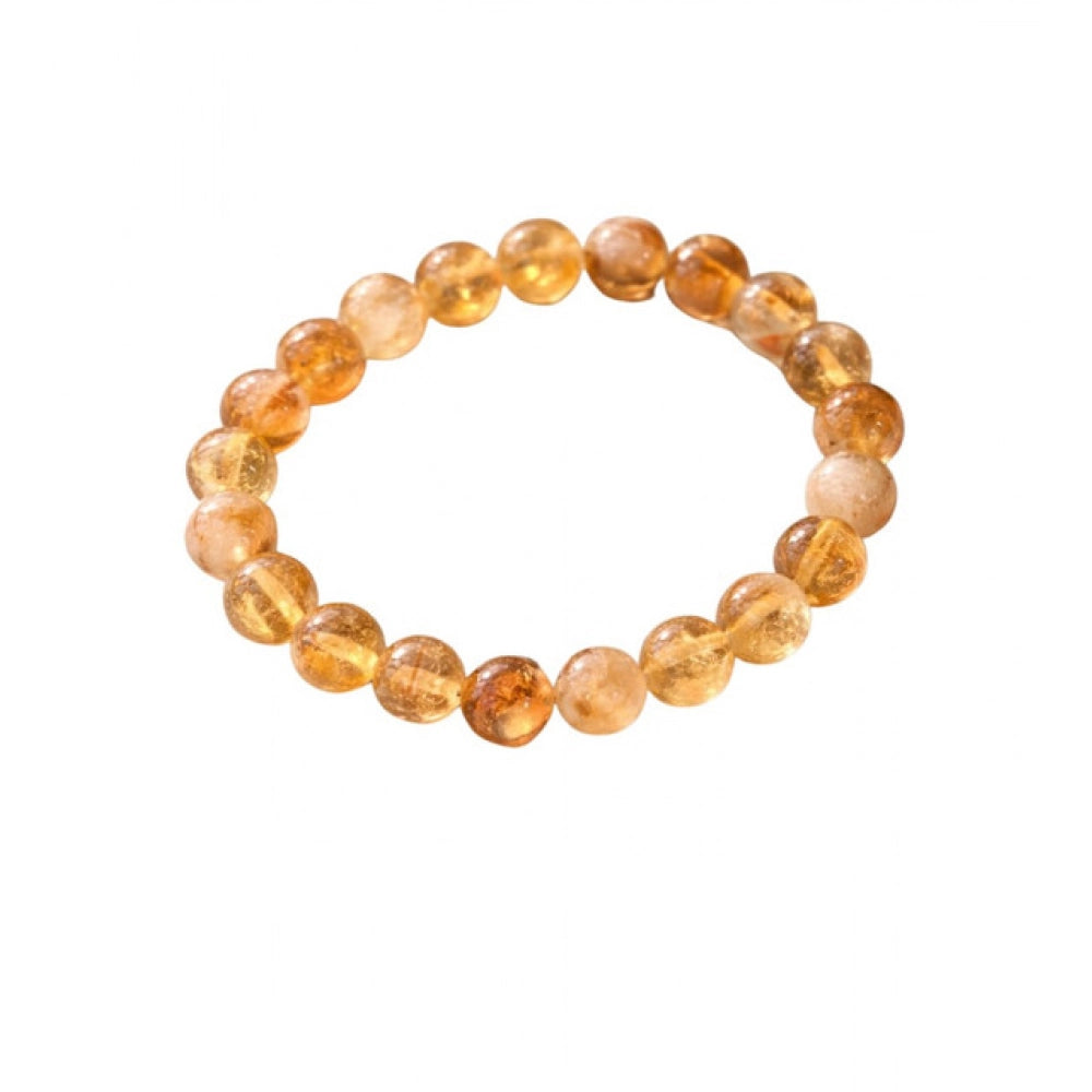 Snuggle Lifestyle Co. Natural Crystal 8mm Citrine Bracelet (Musterd Yellow)