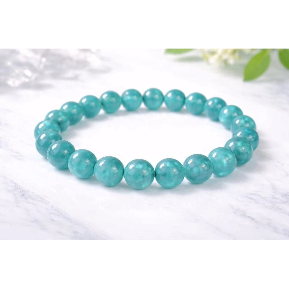 Snuggle Lifestyle Co. Natural Crystal 8mm Amazonite Bracelet (Teal Green)