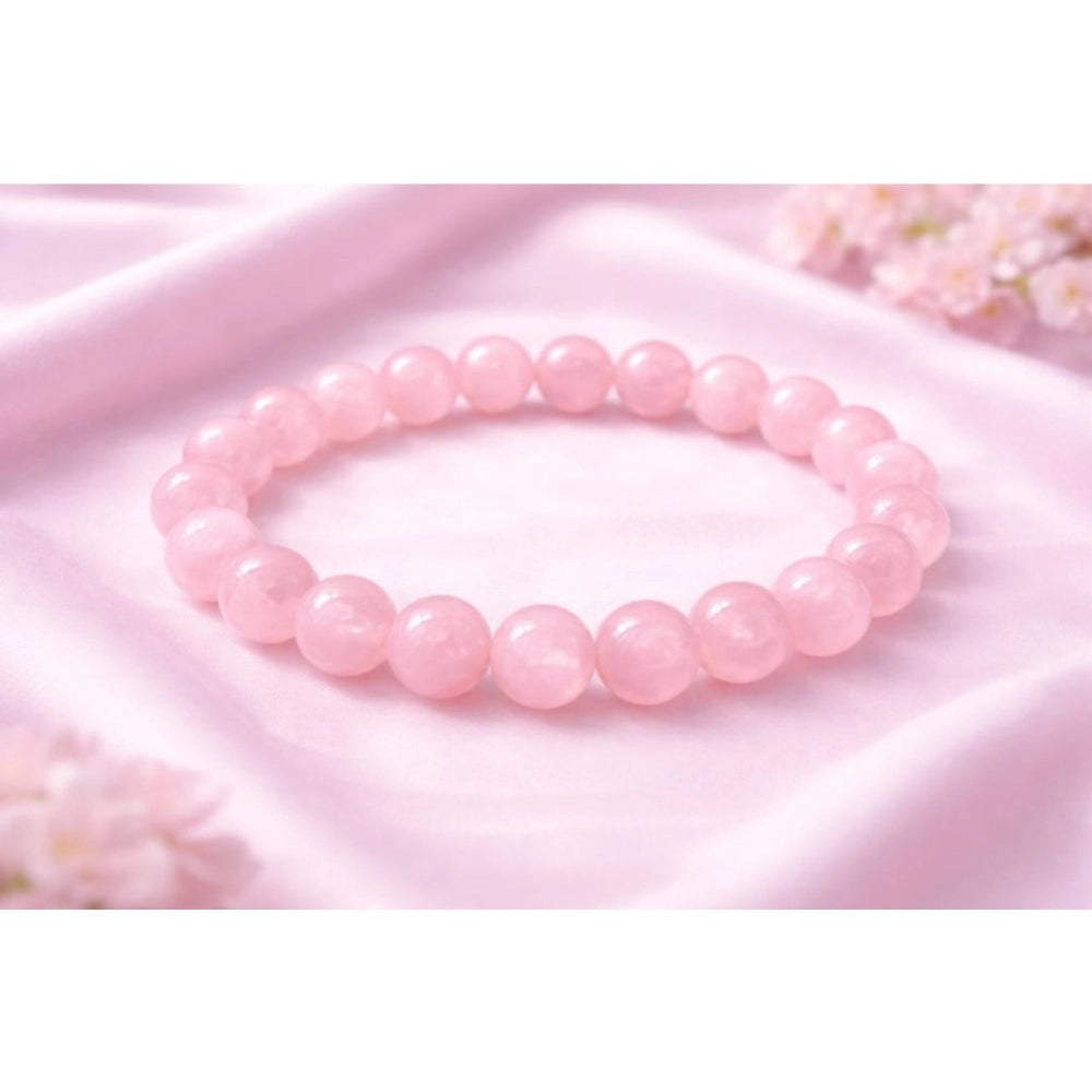 Snuggle Lifestyle Co. Natural Crystal 8mm Rose Quartz Bracelet  (Light Pink)