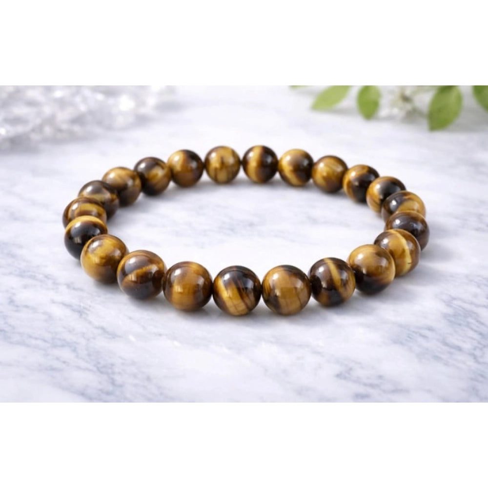 Snuggle Lifestyle Co. Natural Crystal 8mm Tiger Eye Bracelet  (Brown)