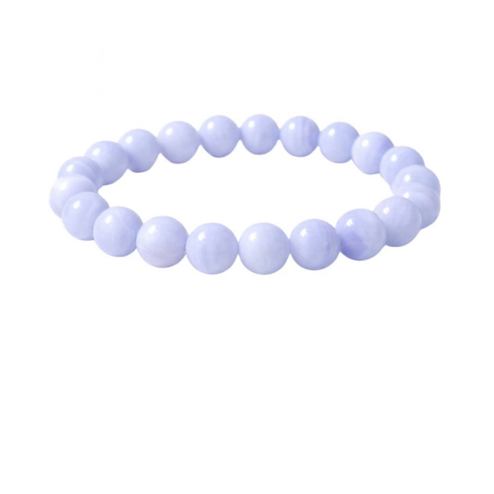 Snuggle Lifestyle Co. Natural Crystal 8mm Bluelace Agate Bracelet (Light Blue)