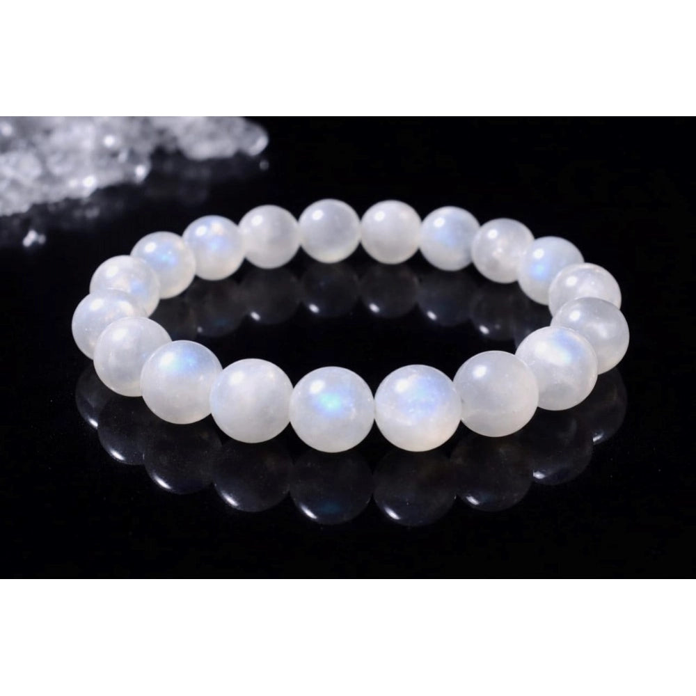 Snuggle Lifestyle Co. Natural Crystal 8mm Moonstone Bracelet (White)
