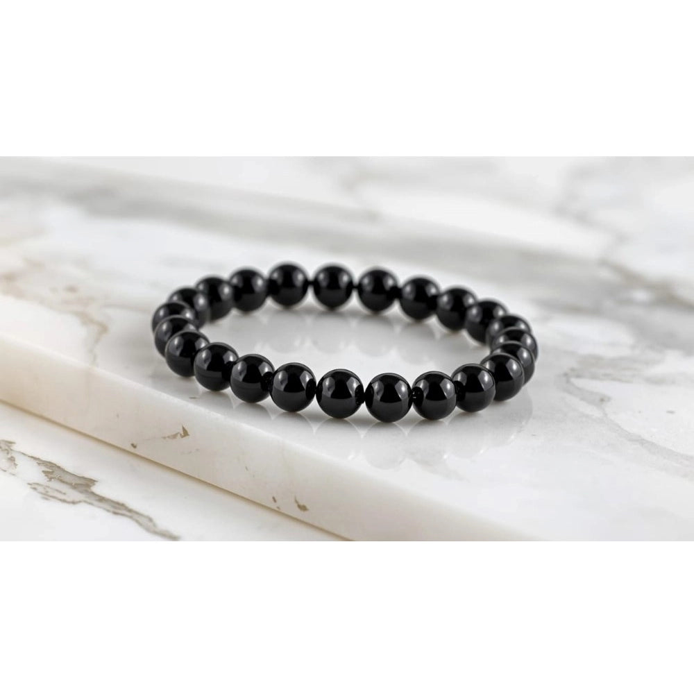 Snuggle Lifestyle Co. Natural Crystal 8mm Black Tourmaline Bracelet (Black)