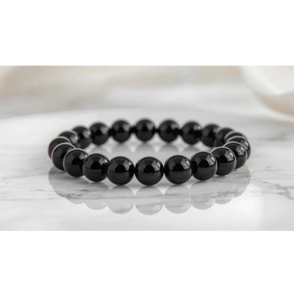 Snuggle Lifestyle Co. Natural Crystal 8mm Black Obsidian Bracelet (Black)