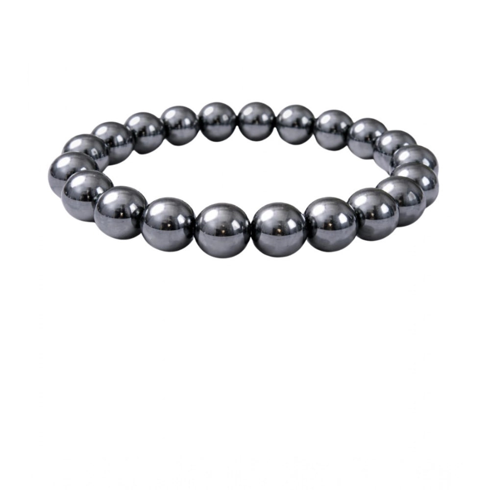 Snuggle Lifestyle Co. Natural Crystal 8mm Hematite Bracelet (Grey)