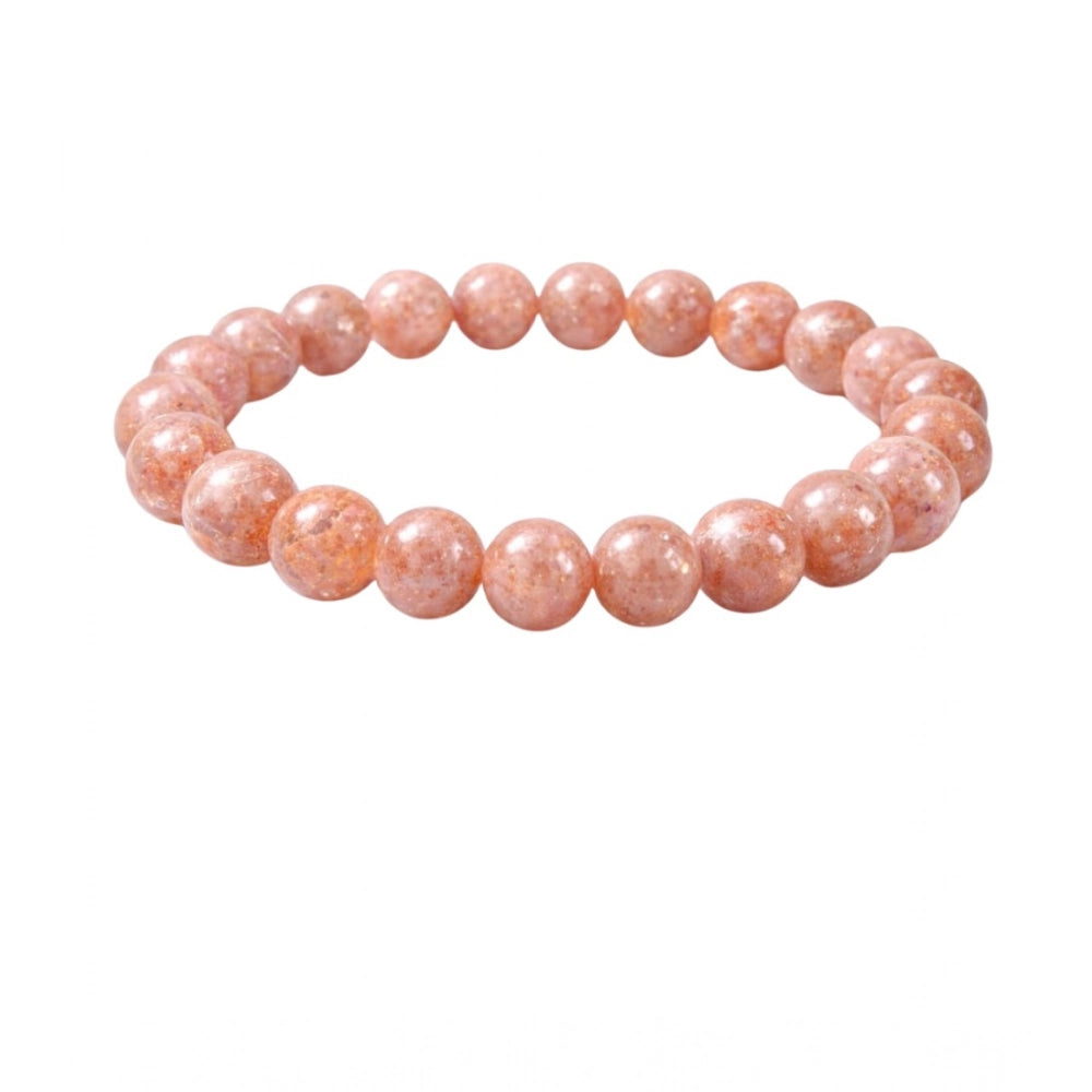 Snuggle Lifestyle Co. Natural Crystal 8mm Sunstone Bracelet (Orange)
