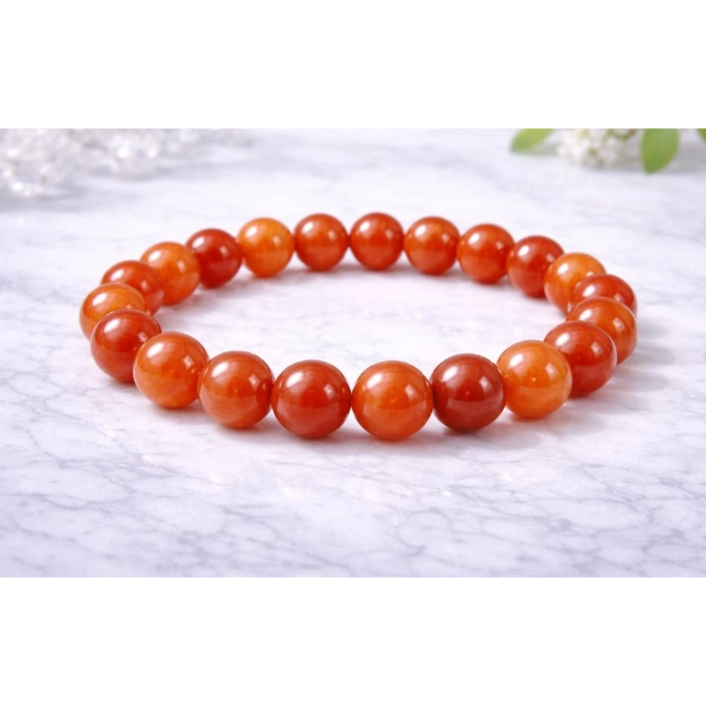 Snuggle Lifestyle Co. Natural Crystal 8mm Carnelian Bracelet (Red)
