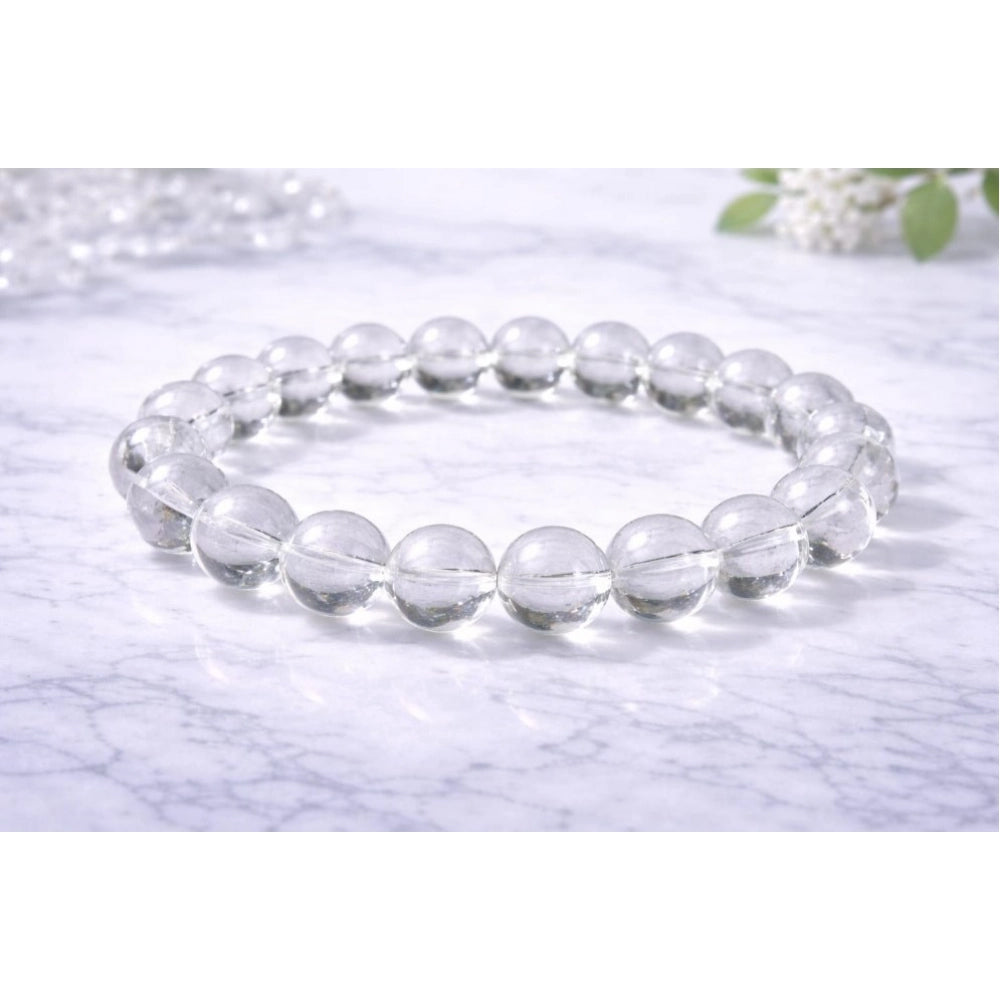 Snuggle Lifestyle Co. Natural Crystal 8mm Clear Quartz Bracelet (White)