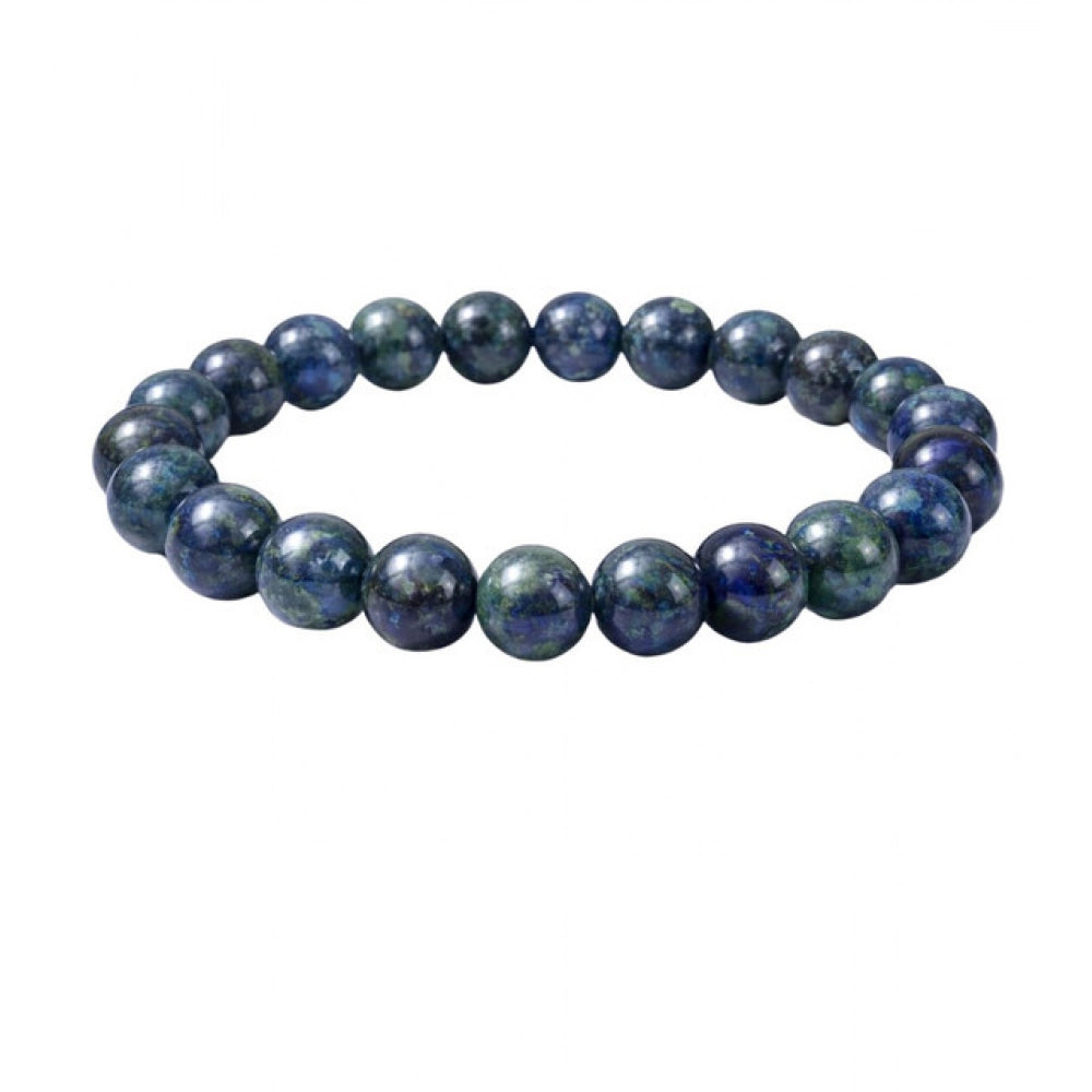 Snuggle Lifestyle Co. Natural Crystal 8mm Azurite Bracelet  (Dark Green)
